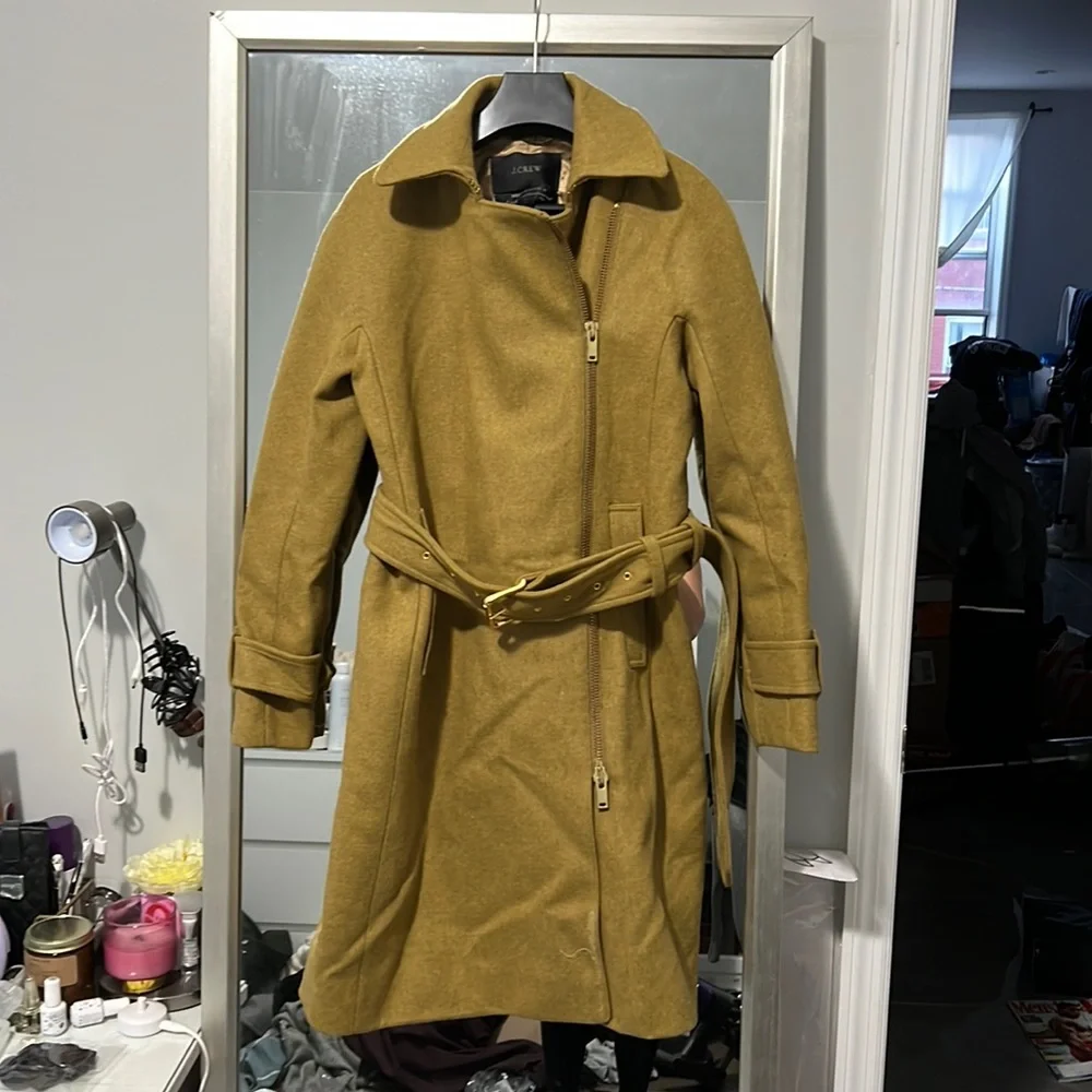 Jcrew Melton wool coat belt tie size 0P - Picture 3 of 9